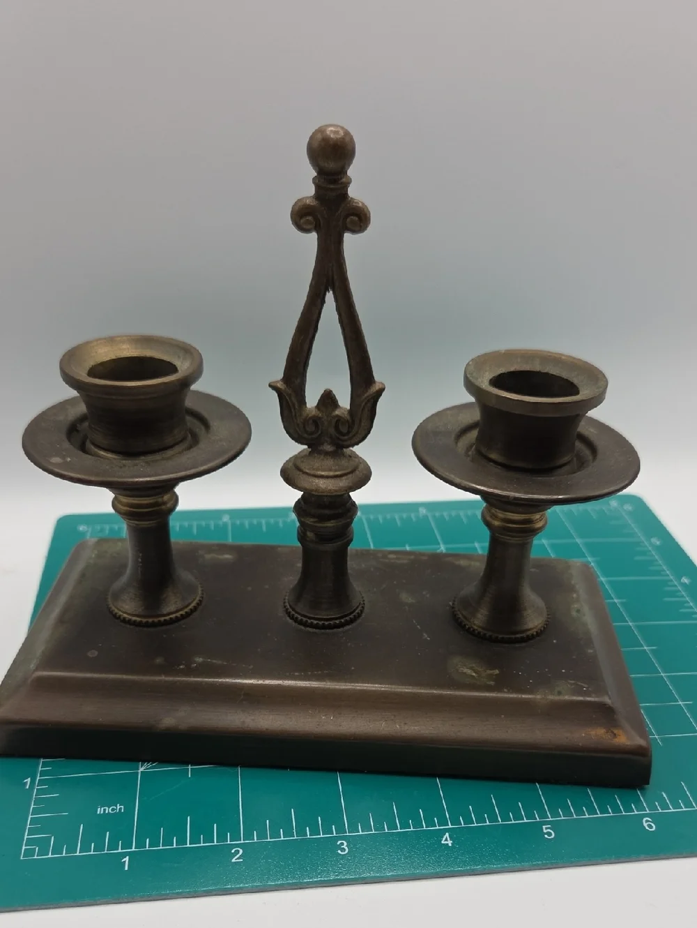 Brass Antique-Style Double Candle Holder Solid Brass. Vintage